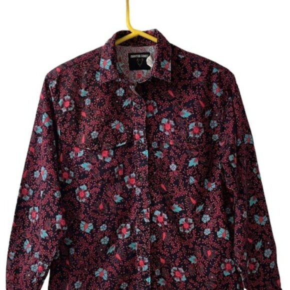 Vintage Frontier Series Women's Purple Floral Button-Down Western Shirt Medium - Picture 4 of 12